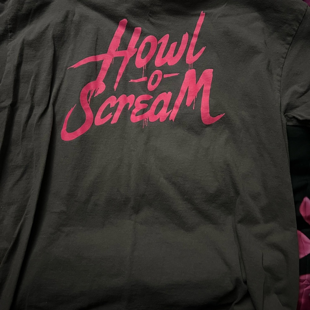 Howl-O-Scream Women's Long Sleeve Tee - Black and Pink